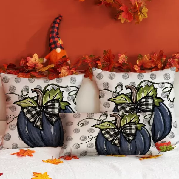DFXSZ Fall Pillow Covers 12x20 Inch Fall Thanksgiving Gray Polka dots Blue Pumpkins Lumbar Pillow Covers Polyester Fall Decoration for Home Couch YZT074A12Big Blue Pumpkin