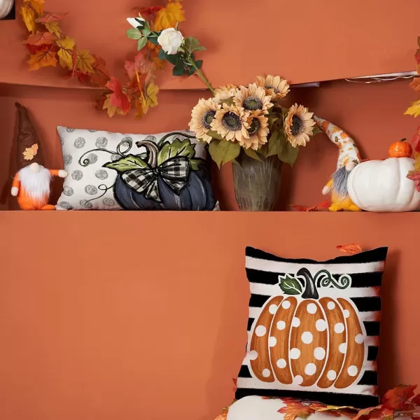 DFXSZ Fall Pillow Covers 12x20 Inch Fall Thanksgiving Gray Polka dots Blue Pumpkins Lumbar Pillow Covers Polyester Fall Decoration for Home Couch YZT074A12Big Blue Pumpkin