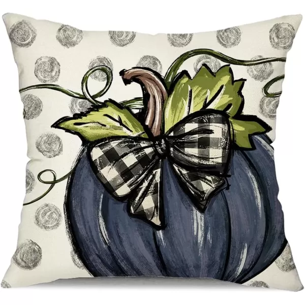 DFXSZ Fall Pillow Covers 12x20 Inch Fall Thanksgiving Gray Polka dots Blue Pumpkins Lumbar Pillow Covers Polyester Fall Decoration for Home Couch YZT074A12Big Blue Pumpkin