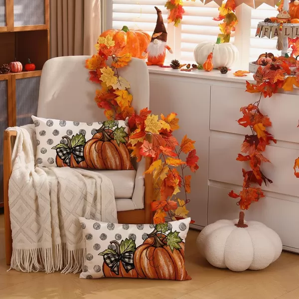 DFXSZ Fall Pillow Covers 12x20 Inch Fall Thanksgiving Gray Polka dots Blue Pumpkins Lumbar Pillow Covers Polyester Fall Decoration for Home Couch YZT074A12Orange Size Pumpkin