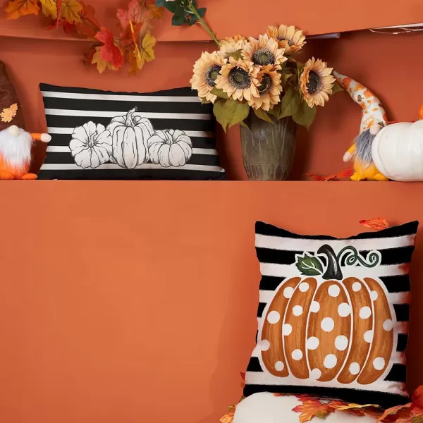 DFXSZ Fall Pillow Covers 12x20 Inch Fall Thanksgiving Gray Polka dots Blue Pumpkins Lumbar Pillow Covers Polyester Fall Decoration for Home Couch YZT074A12White Pumpkin