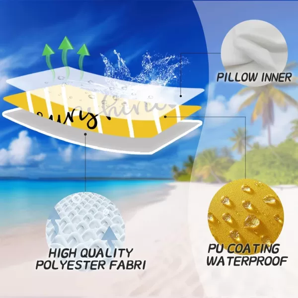 DFXSZ Outdoor Pillow Covers 18x18 Inch Set of 2 Hello Sunshine Decor Yellow Waterproof Throw Pillow Covers Summer Outdoor Waterproof Pillow Covers Decor for Patio Funiture Garden Sofa Couch 020BYellow