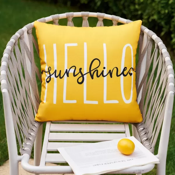 DFXSZ Outdoor Pillow Covers 18x18 Inch Set of 2 Hello Sunshine Decor Yellow Waterproof Throw Pillow Covers Summer Outdoor Waterproof Pillow Covers Decor for Patio Funiture Garden Sofa Couch 020BYellow