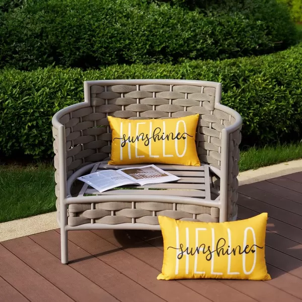 DFXSZ Outdoor Pillow Covers 18x18 Inch Set of 2 Hello Sunshine Decor Yellow Waterproof Throw Pillow Covers Summer Outdoor Waterproof Pillow Covers Decor for Patio Funiture Garden Sofa Couch 020BYellow
