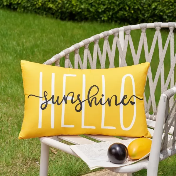 DFXSZ Outdoor Pillow Covers 18x18 Inch Set of 2 Hello Sunshine Decor Yellow Waterproof Throw Pillow Covers Summer Outdoor Waterproof Pillow Covers Decor for Patio Funiture Garden Sofa Couch 020BYellow