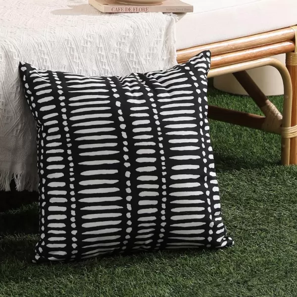 DFXSZ Outdoor Pillow Covers 18x18 Inch Set of 2 White Lines and Polka dots Decor Black Throw Pillow Covers Outdoor Waterproof Pillow Covers Decor for Patio Funiture Garden Sofa Couch 022BBlack