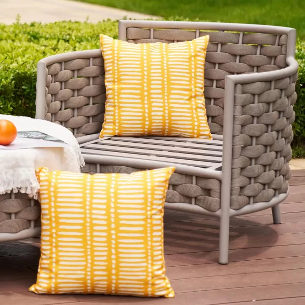 DFXSZ Outdoor Pillow Covers 18x18 Inch Set of 2 White Lines and Polka dots Decor Black Throw Pillow Covers Outdoor Waterproof Pillow Covers Decor for Patio Funiture Garden Sofa Couch 022BYellow