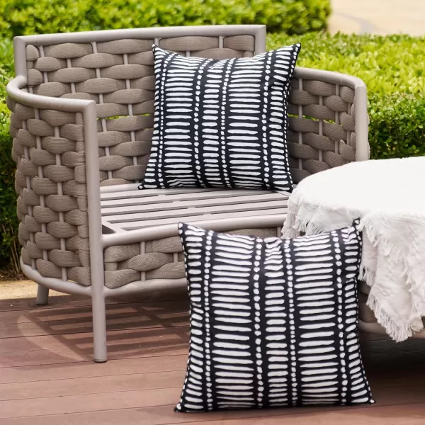 DFXSZ Outdoor Pillow Covers 18x18 Inch Set of 2 White Lines and Polka dots Decor Black Throw Pillow Covers Outdoor Waterproof Pillow Covers Decor for Patio Funiture Garden Sofa Couch 022BBlack