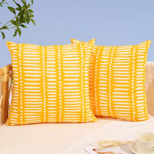DFXSZ Outdoor Pillow Covers 18x18 Inch Set of 2 White Lines and Polka dots Decor Black Throw Pillow Covers Outdoor Waterproof Pillow Covers Decor for Patio Funiture Garden Sofa Couch 022BYellow