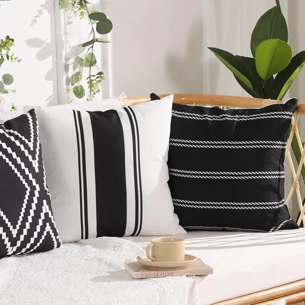 DFXSZ Outdoor Pillow Covers 18x18 Inch Set of 4 Hello Sunshine Decorative Yellow Throw Pillows Outdoor Summer Waterproof Decor for Patio Funiture Garden Polyester Cushion Covers 013DBlack