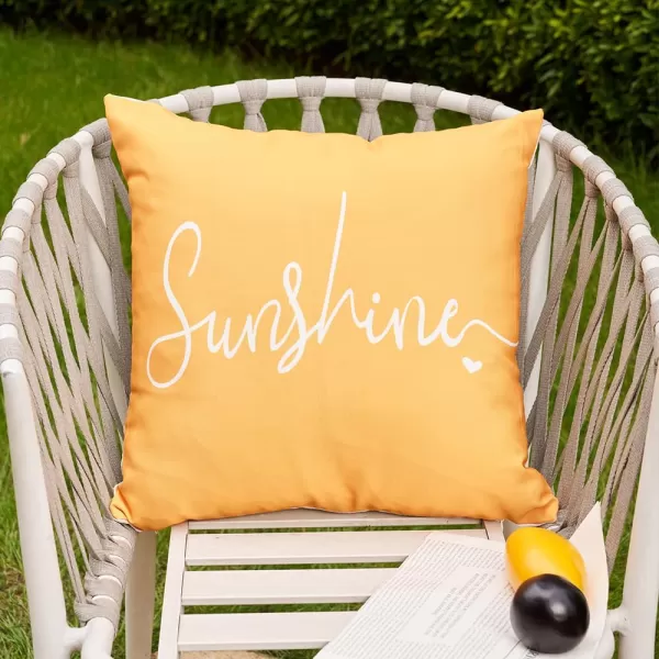 DFXSZ Outdoor Pillow Covers 18x18 Inch Set of 4 Hello Sunshine Decorative Yellow Throw Pillows Outdoor Summer Waterproof Decor for Patio Funiture Garden Polyester Cushion Covers 013DYellow White