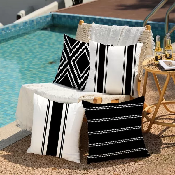 DFXSZ Outdoor Pillow Covers 18x18 Inch Set of 4 Hello Sunshine Decorative Yellow Throw Pillows Outdoor Summer Waterproof Decor for Patio Funiture Garden Polyester Cushion Covers 013DBlack