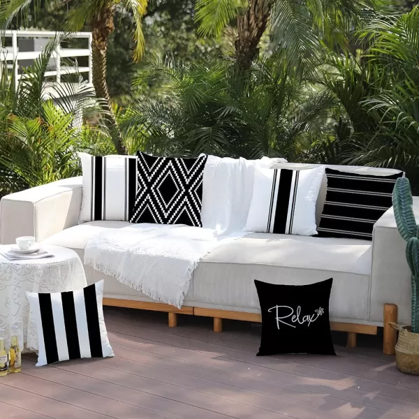 DFXSZ Outdoor Pillow Covers 18x18 Inch Set of 4 Hello Sunshine Decorative Yellow Throw Pillows Outdoor Summer Waterproof Decor for Patio Funiture Garden Polyester Cushion Covers 013DBlack