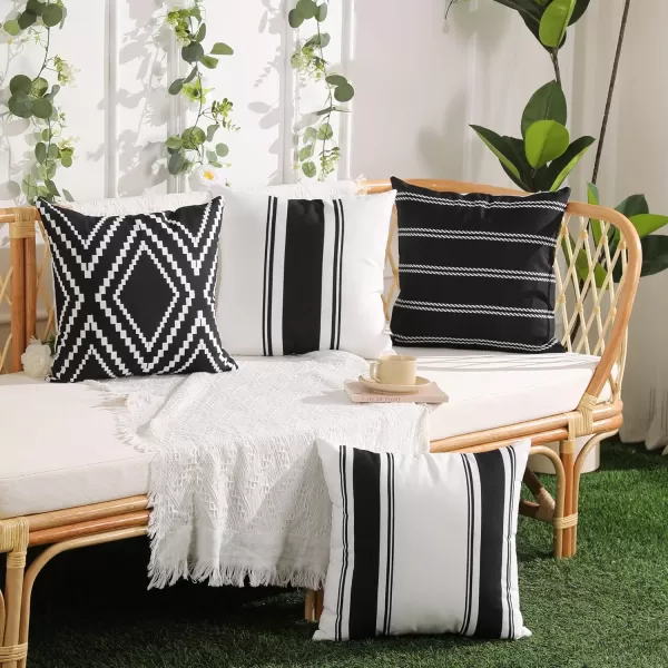 DFXSZ Outdoor Pillow Covers 18x18 Inch Set of 4 Hello Sunshine Decorative Yellow Throw Pillows Outdoor Summer Waterproof Decor for Patio Funiture Garden Polyester Cushion Covers 013DBlack
