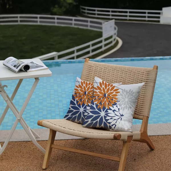 DFXSZ Outdoor Throw Pillow Covers 18x18 Inch Set of 2 Waterproof Spring Summer Geometric Elegant Blue Green Outdoor Pillow Covers for Patio Funiture Garden CouchOrange Blue