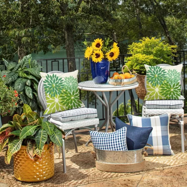 DFXSZ Outdoor Throw Pillow Covers 18x18 Inch Set of 2 Waterproof Spring Summer Geometric Elegant Blue Green Outdoor Pillow Covers for Patio Funiture Garden CouchDark Light Green
