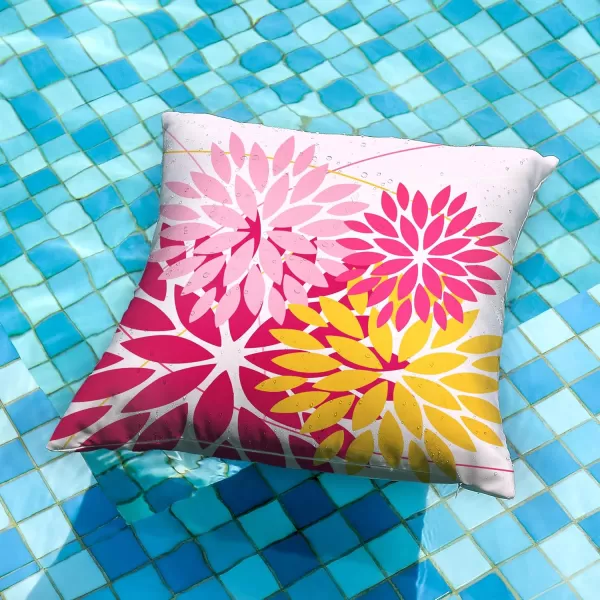 DFXSZ Outdoor Throw Pillow Covers 18x18 Inch Set of 2 Waterproof Spring Summer Geometric Elegant Blue Green Outdoor Pillow Covers for Patio Funiture Garden CouchPink