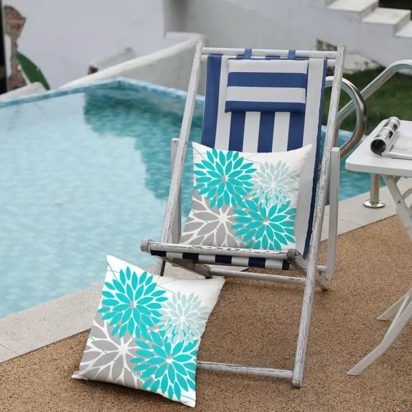 DFXSZ Outdoor Throw Pillow Covers 18x18 Inch Set of 2 Waterproof Spring Summer Geometric Elegant Blue Green Outdoor Pillow Covers for Patio Funiture Garden CouchAqua Blue
