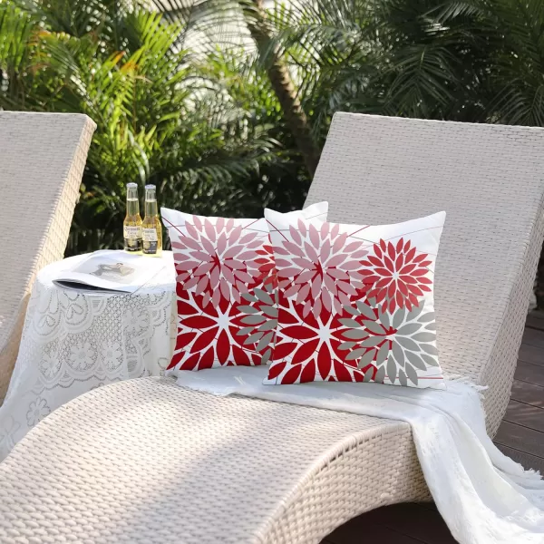 DFXSZ Outdoor Throw Pillow Covers 18x18 Inch Set of 2 Waterproof Spring Summer Geometric Elegant Blue Green Outdoor Pillow Covers for Patio Funiture Garden CouchPink Red Gray