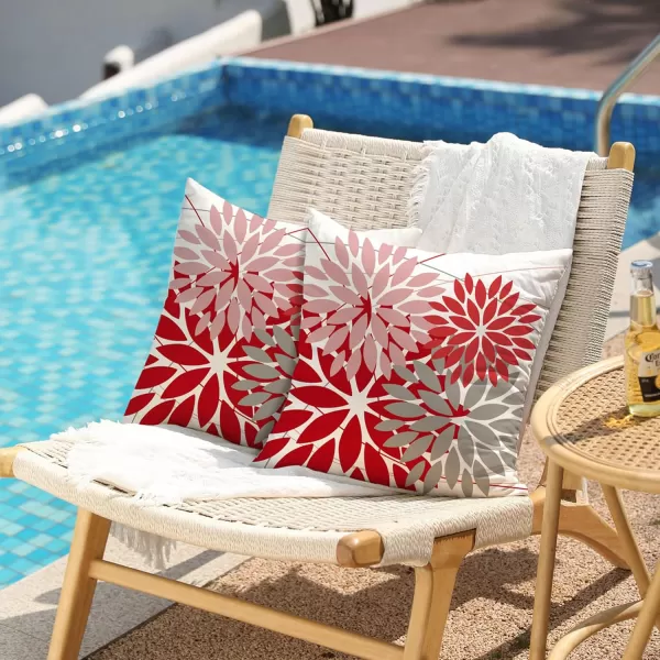 DFXSZ Outdoor Throw Pillow Covers 18x18 Inch Set of 2 Waterproof Spring Summer Geometric Elegant Blue Green Outdoor Pillow Covers for Patio Funiture Garden CouchPink Red Gray