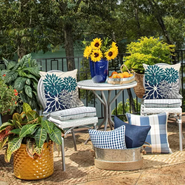 DFXSZ Outdoor Throw Pillow Covers 18x18 Inch Set of 2 Waterproof Spring Summer Geometric Elegant Blue Green Outdoor Pillow Covers for Patio Funiture Garden CouchDark Blue Gray