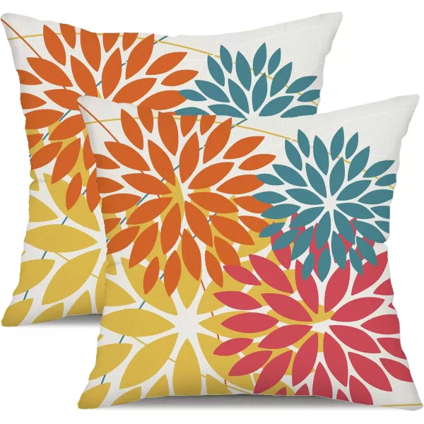 DFXSZ Outdoor Throw Pillow Covers 18x18 Inch Set of 2 Waterproof Spring Summer Geometric Elegant Blue Green Outdoor Pillow Covers for Patio Funiture Garden CouchOrange Pink