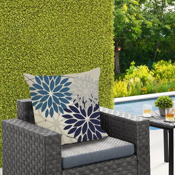 DFXSZ Outdoor Throw Pillow Covers 18x18 Inch Set of 2 Waterproof Spring Summer Geometric Elegant Blue Green Outdoor Pillow Covers for Patio Funiture Garden CouchBlue Dahlia