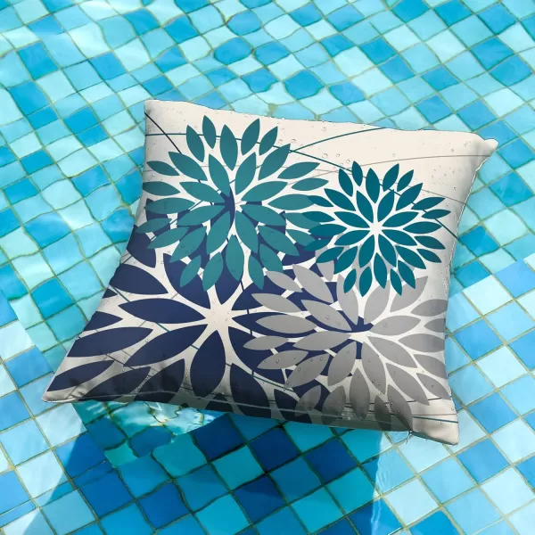 DFXSZ Outdoor Throw Pillow Covers 18x18 Inch Set of 2 Waterproof Spring Summer Geometric Elegant Blue Green Outdoor Pillow Covers for Patio Funiture Garden CouchDark Blue Gray