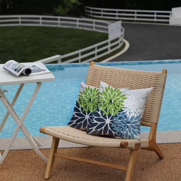 DFXSZ Outdoor Throw Pillow Covers 18x18 Inch Set of 2 Waterproof Spring Summer Geometric Elegant Blue Green Outdoor Pillow Covers for Patio Funiture Garden CouchBlue Green