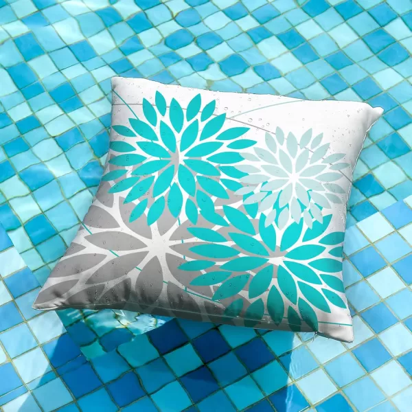 DFXSZ Outdoor Throw Pillow Covers 18x18 Inch Set of 2 Waterproof Spring Summer Geometric Elegant Blue Green Outdoor Pillow Covers for Patio Funiture Garden CouchAqua Blue