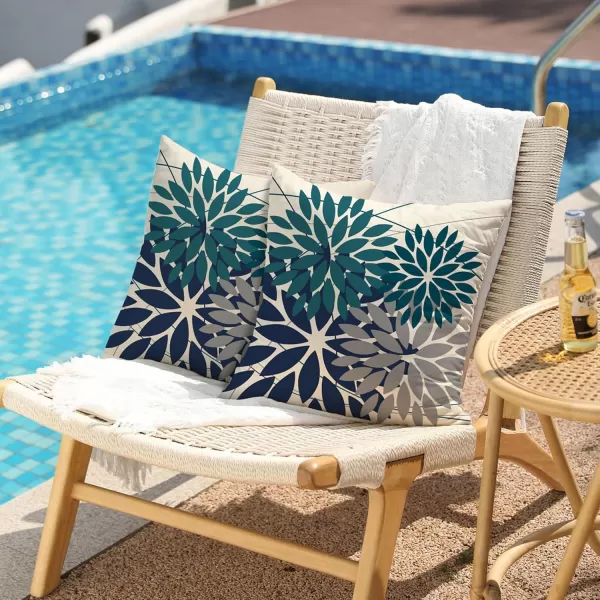 DFXSZ Outdoor Throw Pillow Covers 18x18 Inch Set of 2 Waterproof Spring Summer Geometric Elegant Blue Green Outdoor Pillow Covers for Patio Funiture Garden CouchDark Blue Gray