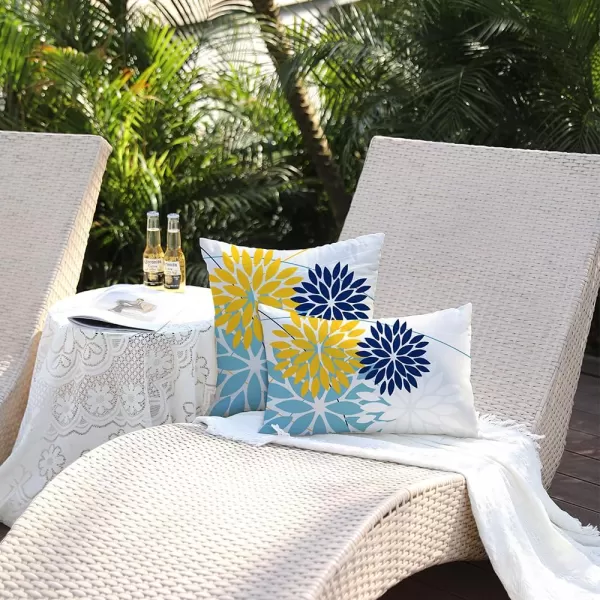 DFXSZ Outdoor Throw Pillow Covers 18x18 Inch Set of 2 Waterproof Spring Summer Geometric Elegant Blue Green Outdoor Pillow Covers for Patio Funiture Garden CouchYellow Blue
