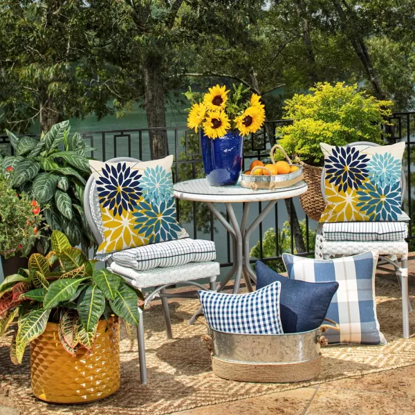 DFXSZ Outdoor Throw Pillow Covers 18x18 Inch Set of 2 Waterproof Spring Summer Geometric Elegant Blue Green Outdoor Pillow Covers for Patio Funiture Garden CouchGreen Blue