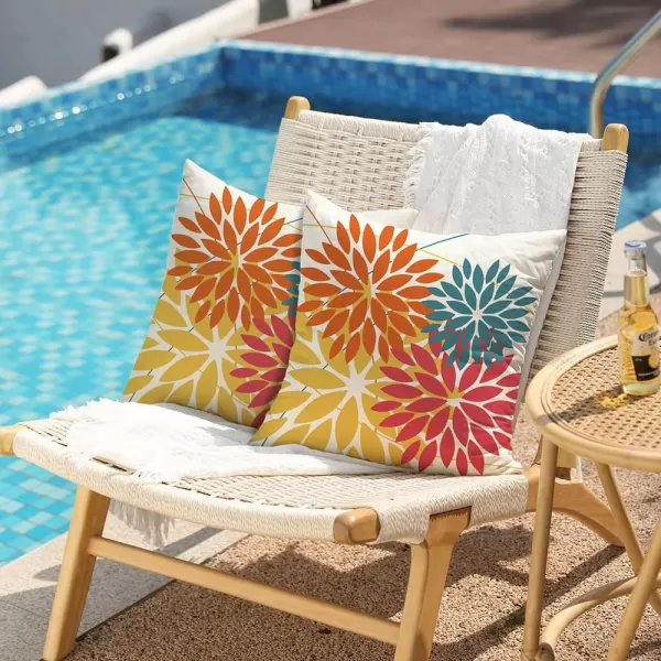 DFXSZ Outdoor Throw Pillow Covers 18x18 Inch Set of 2 Waterproof Spring Summer Geometric Elegant Blue Green Outdoor Pillow Covers for Patio Funiture Garden CouchOrange Pink