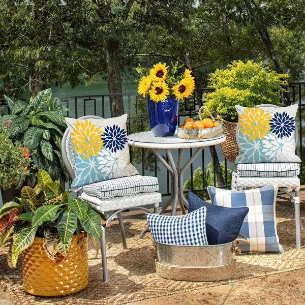 DFXSZ Outdoor Throw Pillow Covers 18x18 Inch Set of 2 Waterproof Spring Summer Geometric Elegant Blue Green Outdoor Pillow Covers for Patio Funiture Garden CouchYellow Blue