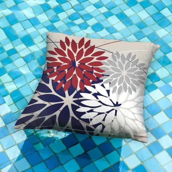 DFXSZ Outdoor Throw Pillow Covers 18x18 Inch Set of 2 Waterproof Spring Summer Geometric Elegant Blue Green Outdoor Pillow Covers for Patio Funiture Garden CouchRed Blue
