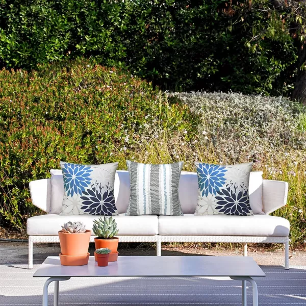 DFXSZ Outdoor Throw Pillow Covers 18x18 Inch Set of 2 Waterproof Spring Summer Geometric Elegant Blue Green Outdoor Pillow Covers for Patio Funiture Garden CouchBlue Dahlia