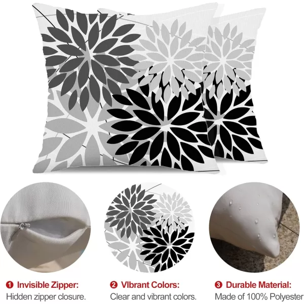 DFXSZ Outdoor Throw Pillow Covers 18x18 Inch Set of 2 Waterproof Spring Summer Geometric Elegant Blue Green Outdoor Pillow Covers for Patio Funiture Garden CouchBlack Grey