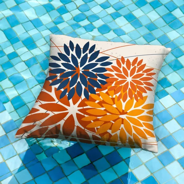 DFXSZ Outdoor Throw Pillow Covers 18x18 Inch Set of 2 Waterproof Spring Summer Geometric Elegant Blue Green Outdoor Pillow Covers for Patio Funiture Garden CouchBlue Orange