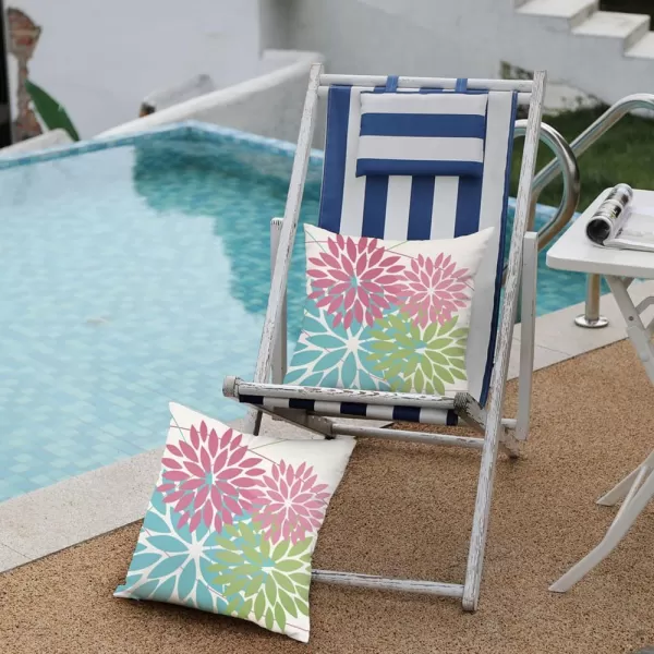 DFXSZ Outdoor Throw Pillow Covers 18x18 Inch Set of 2 Waterproof Spring Summer Geometric Elegant Blue Green Outdoor Pillow Covers for Patio Funiture Garden CouchPink Blue Green
