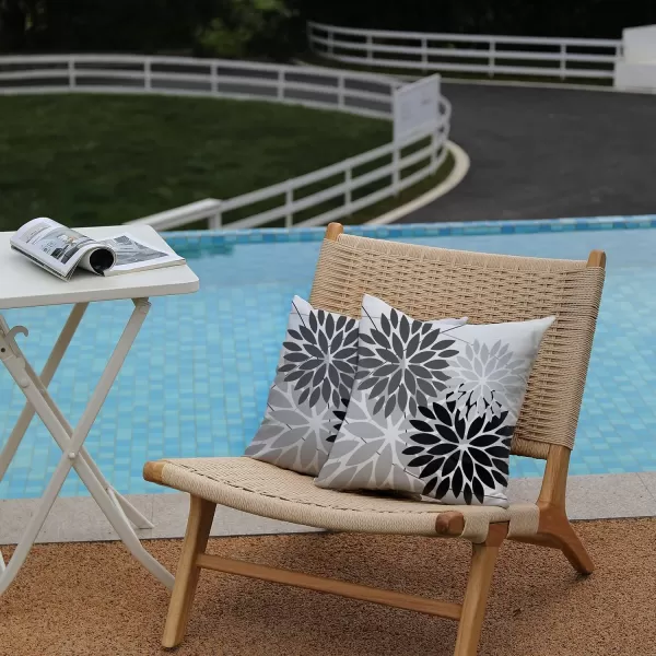 DFXSZ Outdoor Throw Pillow Covers 18x18 Inch Set of 2 Waterproof Spring Summer Geometric Elegant Blue Green Outdoor Pillow Covers for Patio Funiture Garden CouchBlack Grey