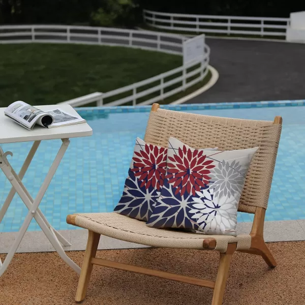 DFXSZ Outdoor Throw Pillow Covers 18x18 Inch Set of 2 Waterproof Spring Summer Geometric Elegant Blue Green Outdoor Pillow Covers for Patio Funiture Garden CouchRed Blue