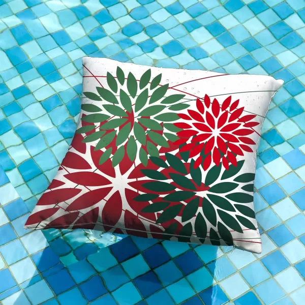 DFXSZ Outdoor Throw Pillow Covers 18x18 Inch Set of 2 Waterproof Spring Summer Geometric Elegant Blue Green Outdoor Pillow Covers for Patio Funiture Garden CouchRed and Green