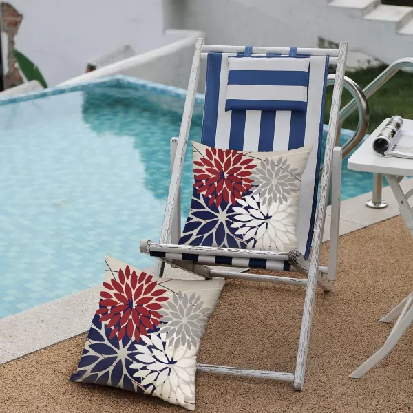 DFXSZ Outdoor Throw Pillow Covers 18x18 Inch Set of 2 Waterproof Spring Summer Geometric Elegant Blue Green Outdoor Pillow Covers for Patio Funiture Garden CouchRed Blue