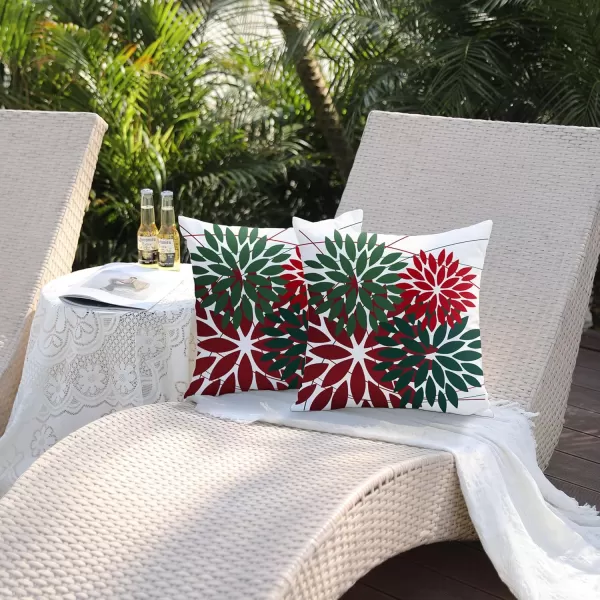 DFXSZ Outdoor Throw Pillow Covers 18x18 Inch Set of 2 Waterproof Spring Summer Geometric Elegant Blue Green Outdoor Pillow Covers for Patio Funiture Garden CouchRed and Green