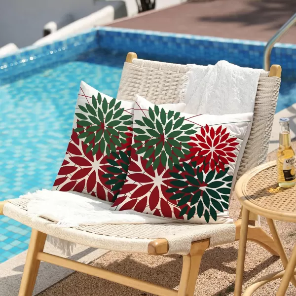 DFXSZ Outdoor Throw Pillow Covers 18x18 Inch Set of 2 Waterproof Spring Summer Geometric Elegant Blue Green Outdoor Pillow Covers for Patio Funiture Garden CouchRed and Green
