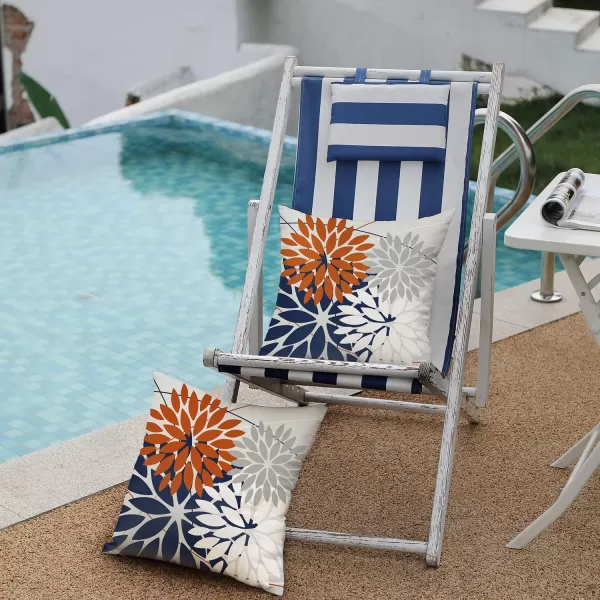 DFXSZ Outdoor Throw Pillow Covers 18x18 Inch Set of 2 Waterproof Spring Summer Geometric Elegant Blue Green Outdoor Pillow Covers for Patio Funiture Garden CouchOrange Blue