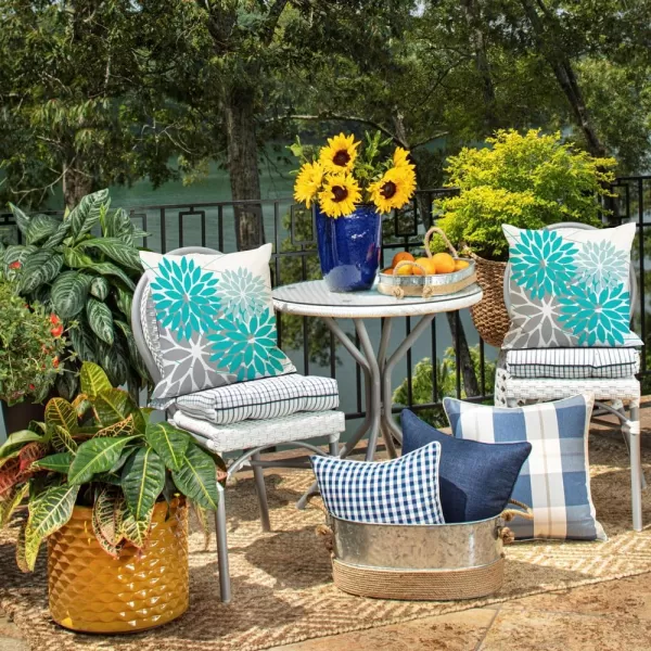 DFXSZ Outdoor Throw Pillow Covers 18x18 Inch Set of 2 Waterproof Spring Summer Geometric Elegant Blue Green Outdoor Pillow Covers for Patio Funiture Garden CouchAqua Blue