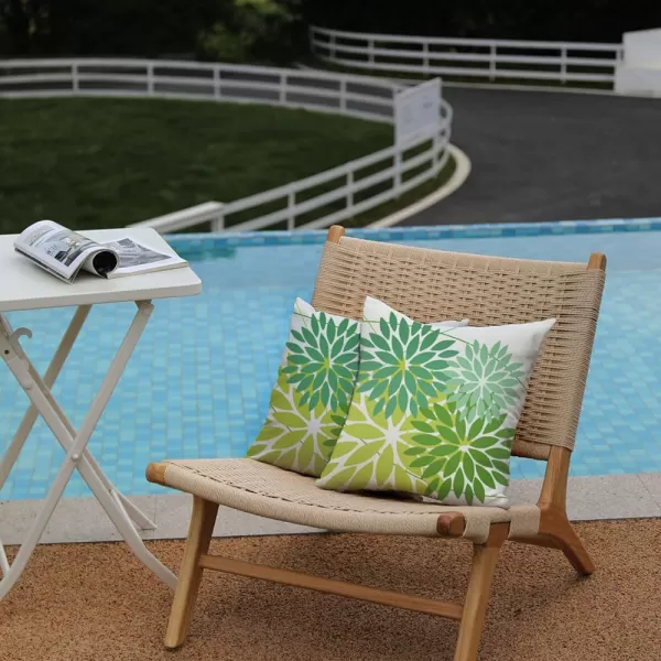 DFXSZ Outdoor Throw Pillow Covers 18x18 Inch Set of 2 Waterproof Spring Summer Geometric Elegant Blue Green Outdoor Pillow Covers for Patio Funiture Garden CouchDark Light Green