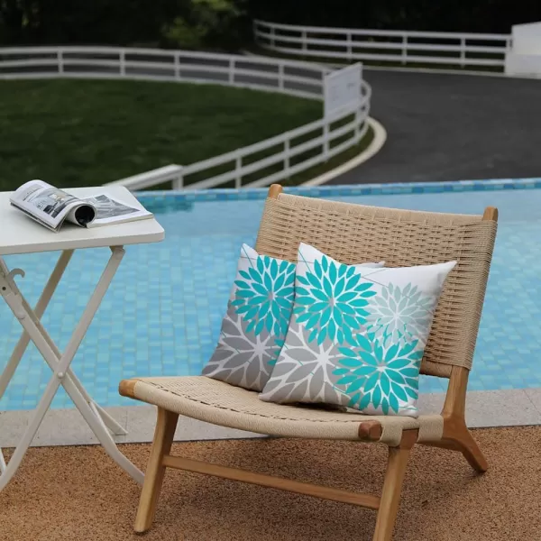 DFXSZ Outdoor Throw Pillow Covers 18x18 Inch Set of 2 Waterproof Spring Summer Geometric Elegant Blue Green Outdoor Pillow Covers for Patio Funiture Garden CouchAqua Blue